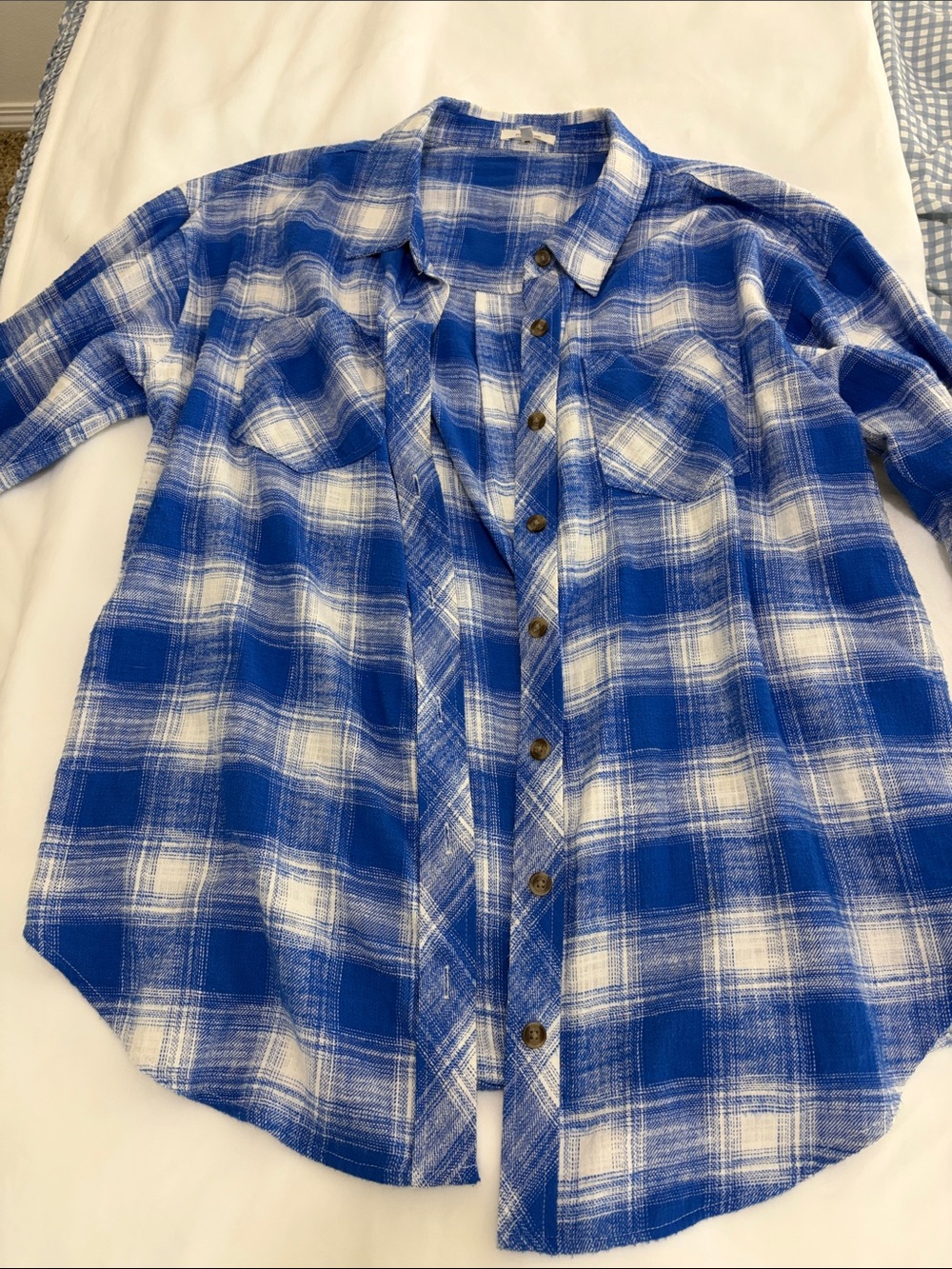 Maurices Blue & White Plaid Button-Down Shirt